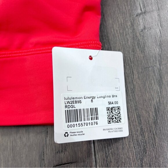 Lululemon NWT Energy Longline Bra *Medium Support, B–D Cups Red Glow - Picture 6 of 8